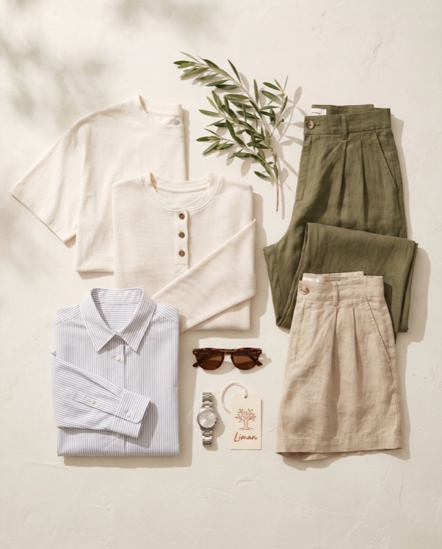 Liman First Summer pieces laid flat with swing tag